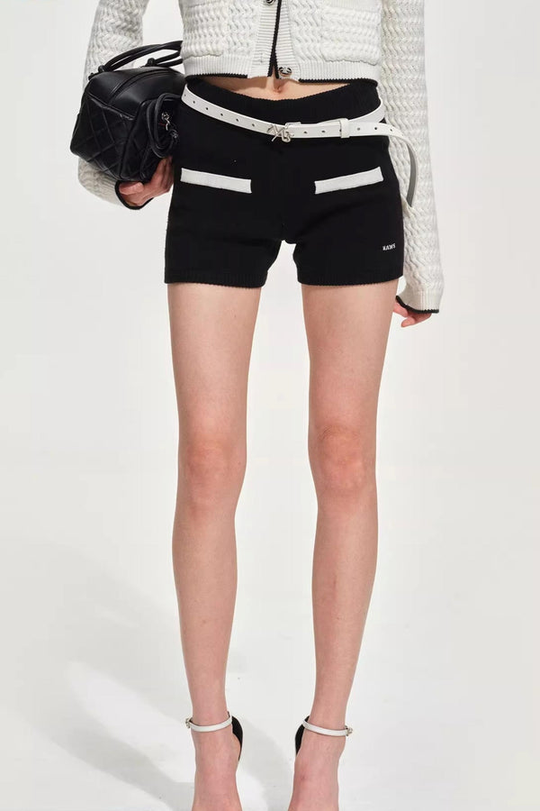Wool Color-Blocking Shorts