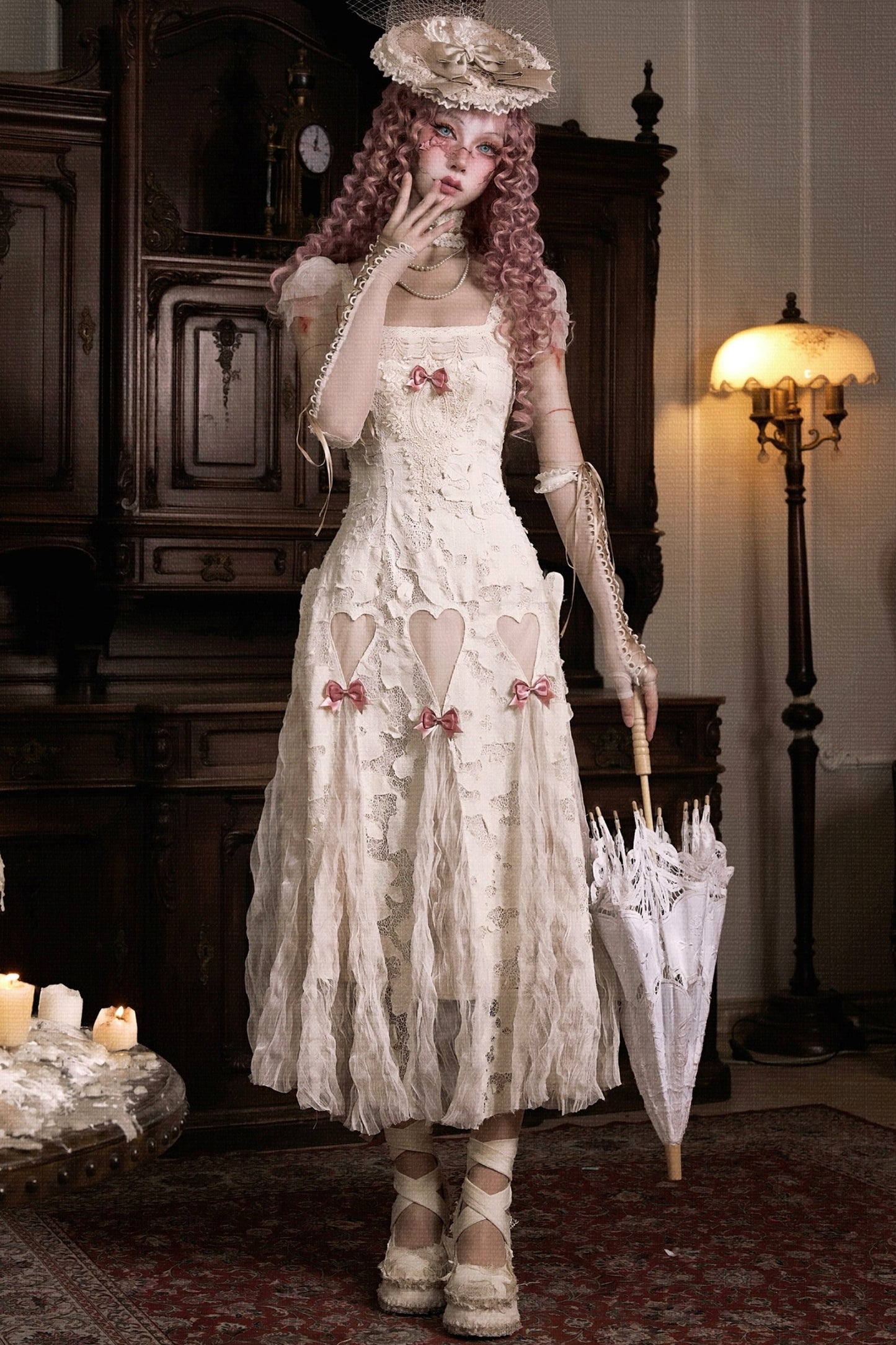 Love Heart Lace Slip Dress