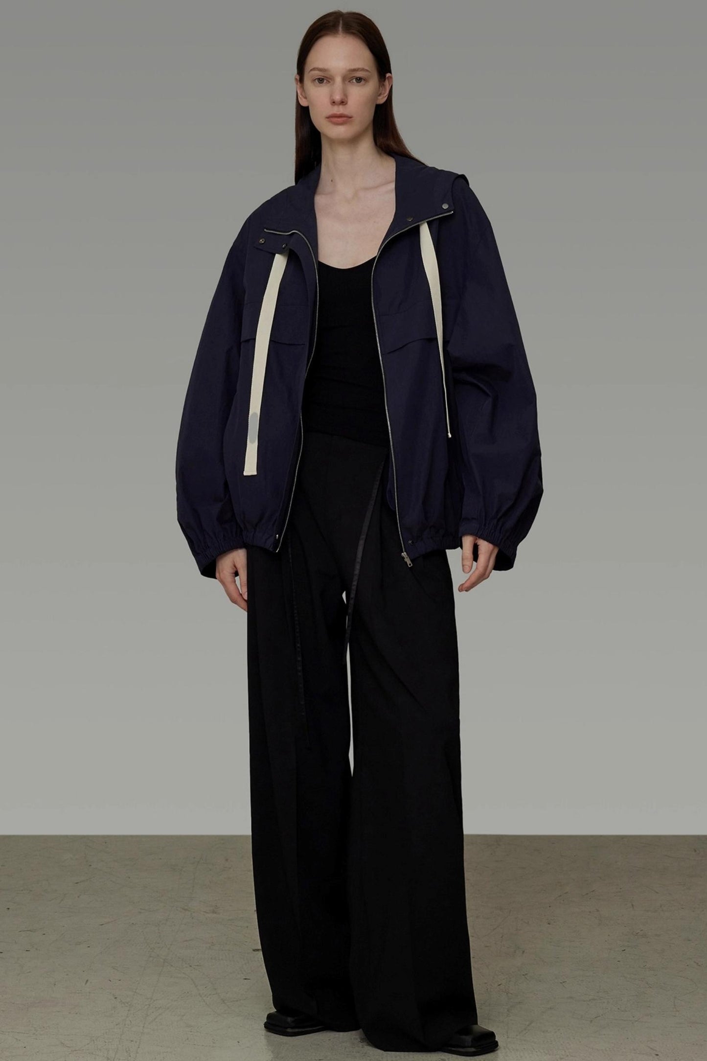 Navy Drawstring Slimming Jacket