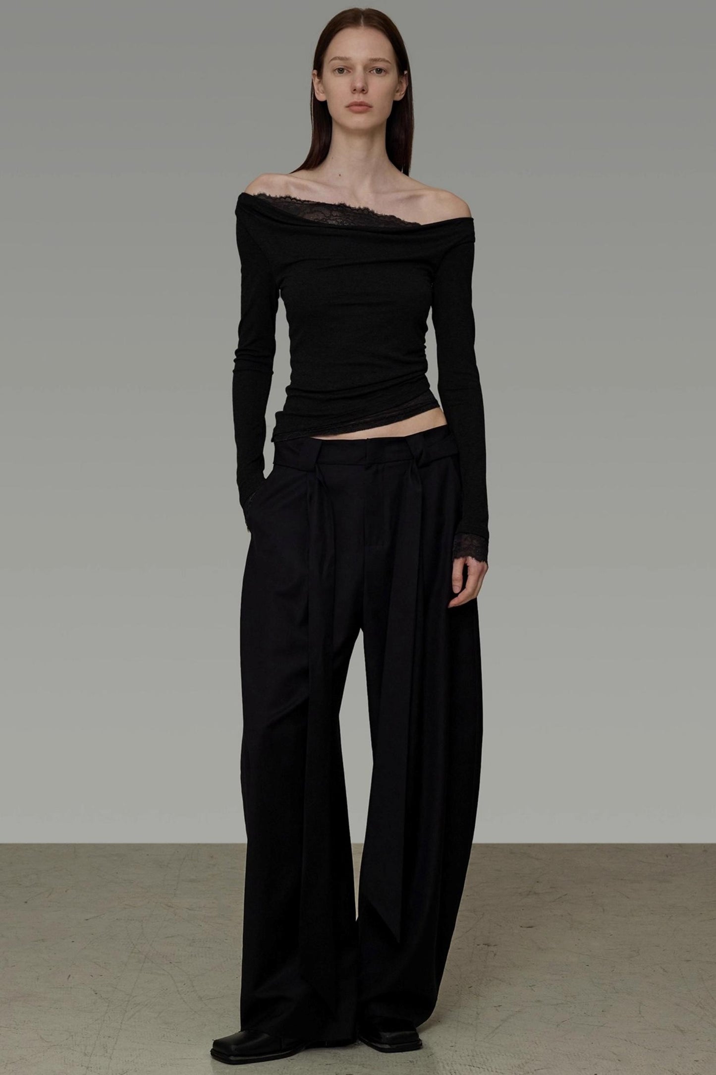 Lace One-Shoulder Knit Top