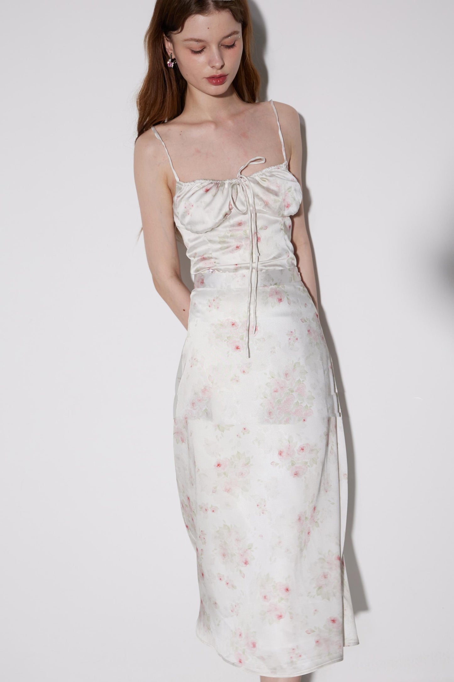 Summer Satin Floral Lingerie Set-Up