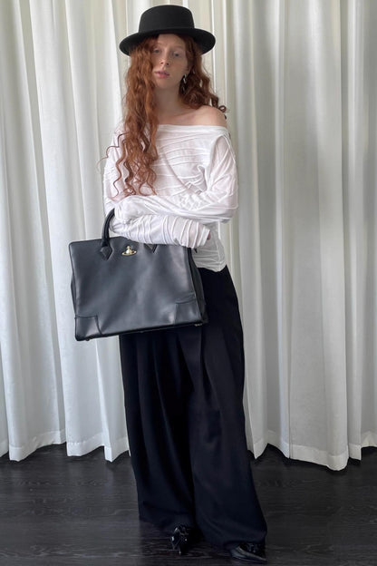 Black Pleated Suit Pants