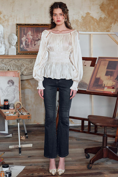 Satin Slim Fit Vintage Skirt Shirt Set-Up