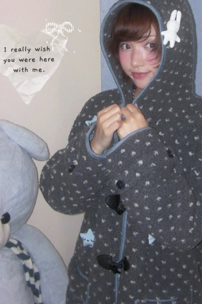 Polka Dot Grey Hooded Jacket