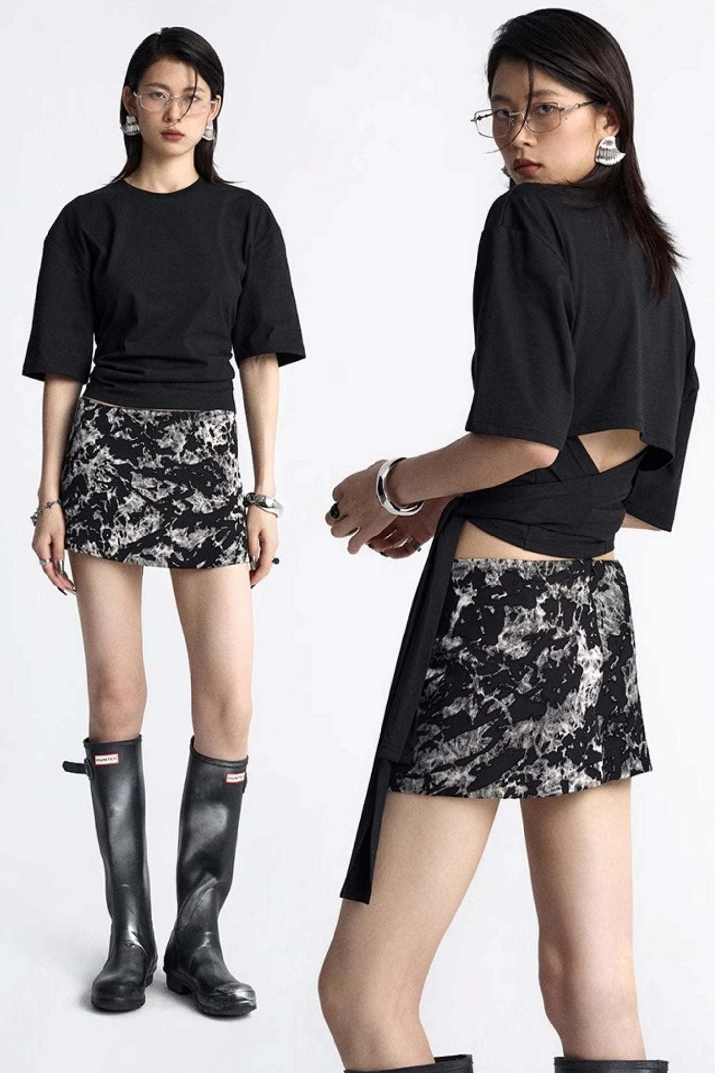 Pinch-Pleated Cut-Out Short Sleeve Summer Top