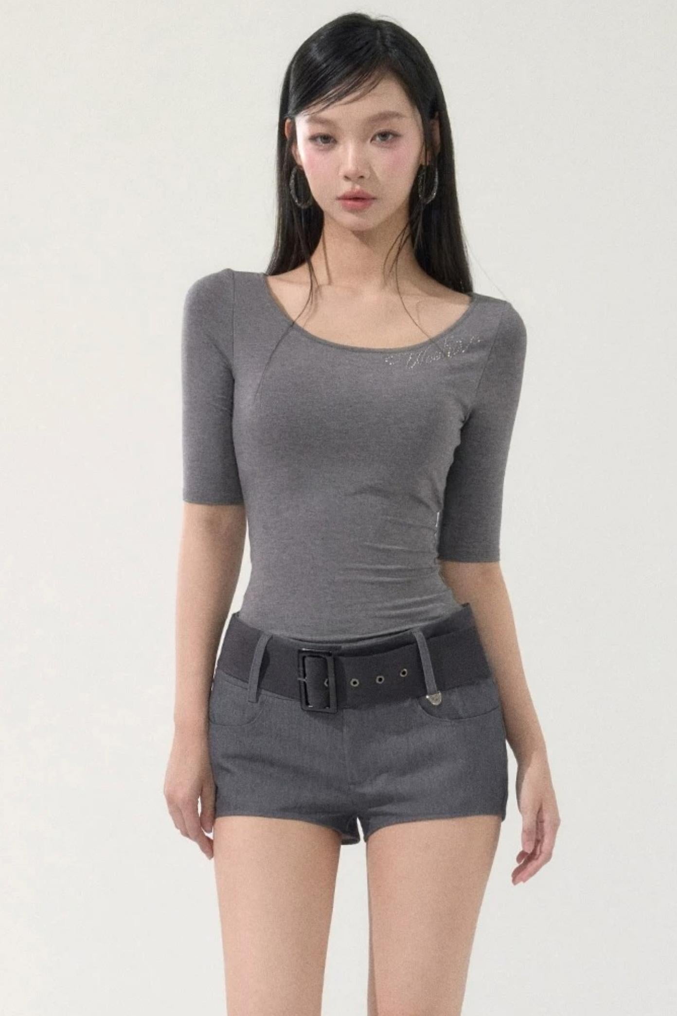 Retro Low-Waist Belted Shorts