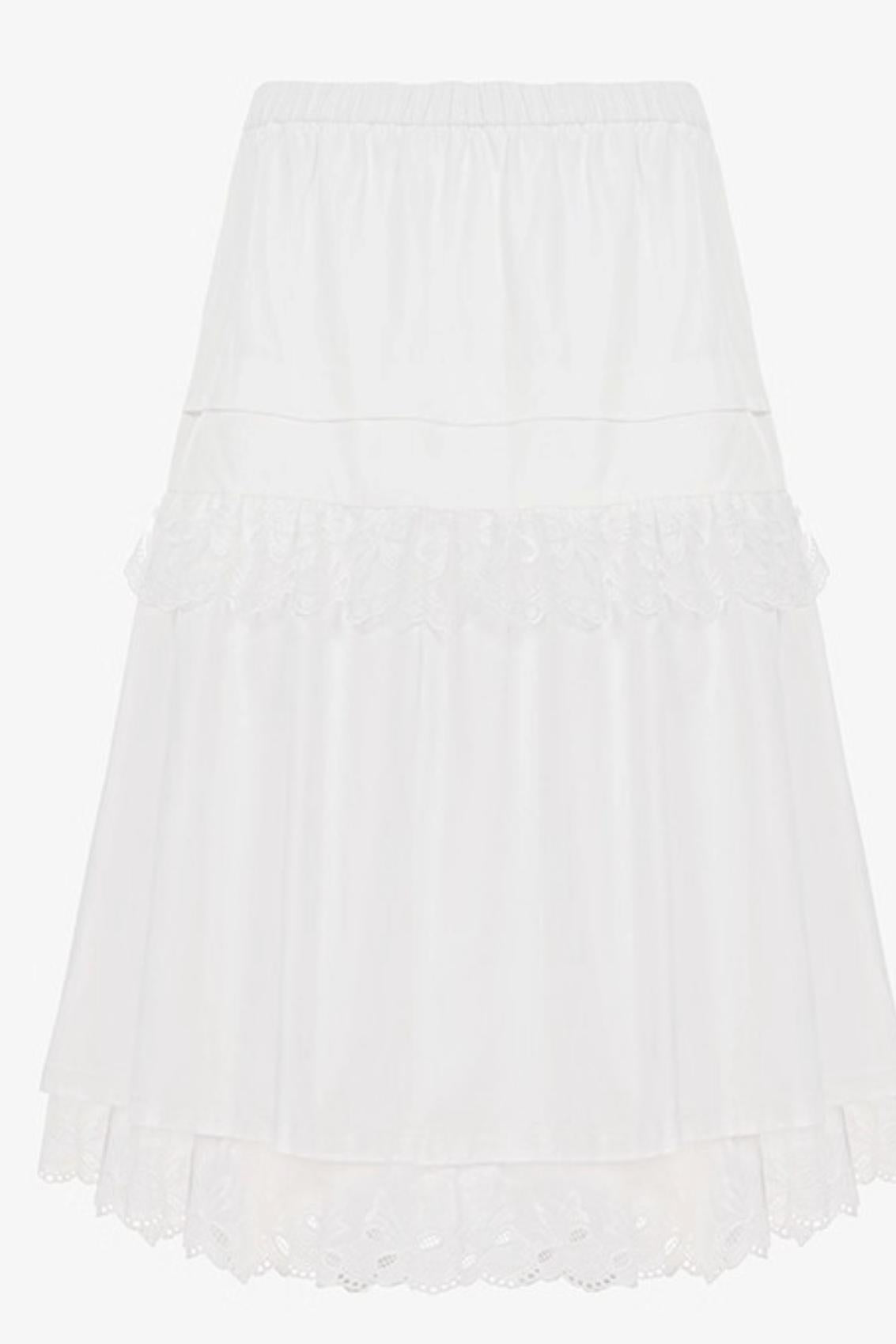 White Paneled A-Line Midi Skirt