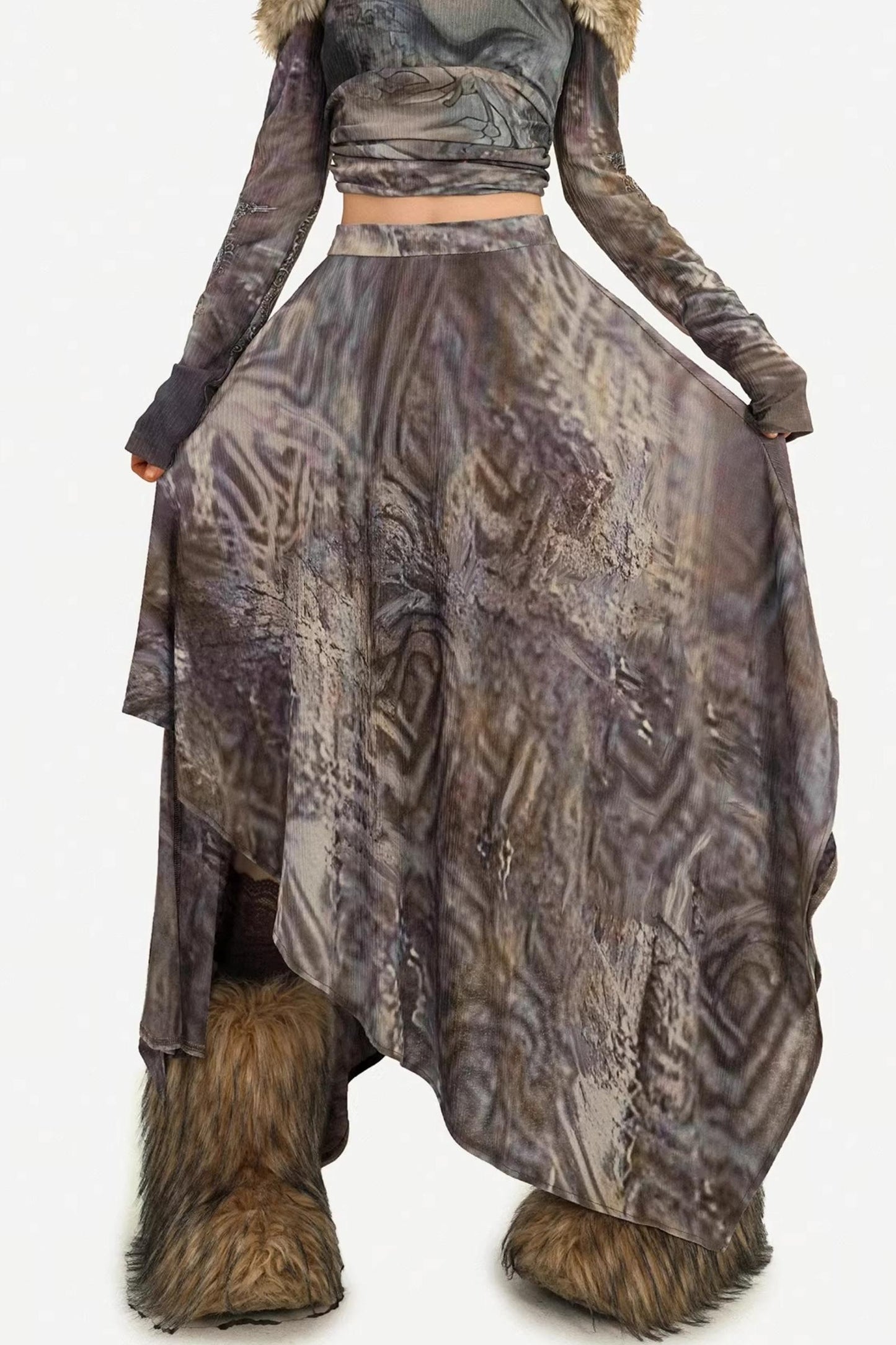 Retro Fur Collar Two-Piece Suit Set