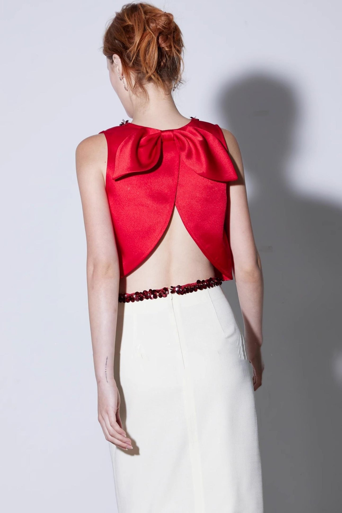 Red Satin Bow Top