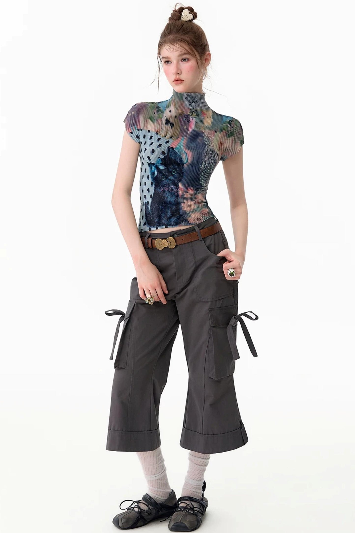 High-Waisted Workwear Casual Pants