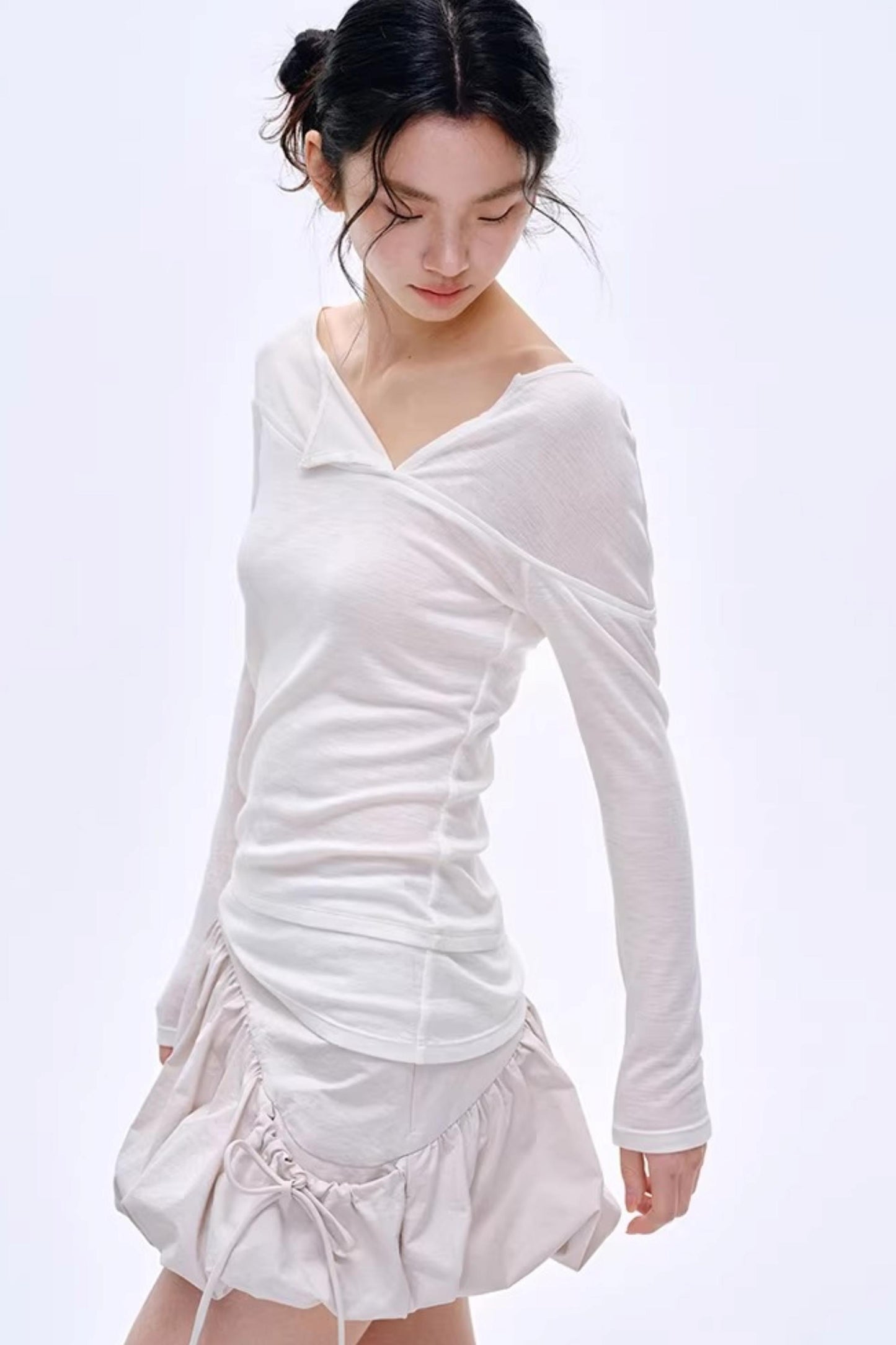 Asymmetrical Wool Blend Blouse