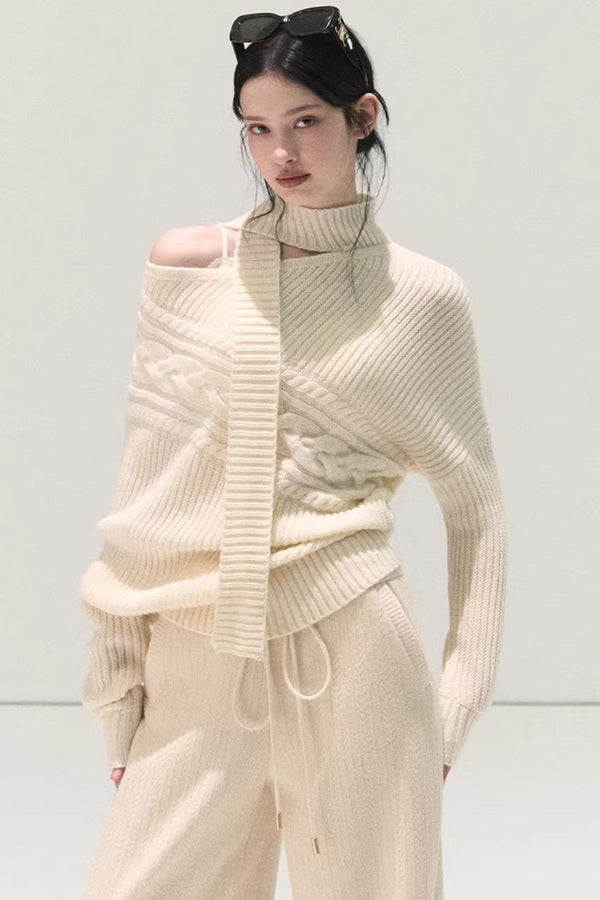 Festive Off-Shoulder Sweater Set