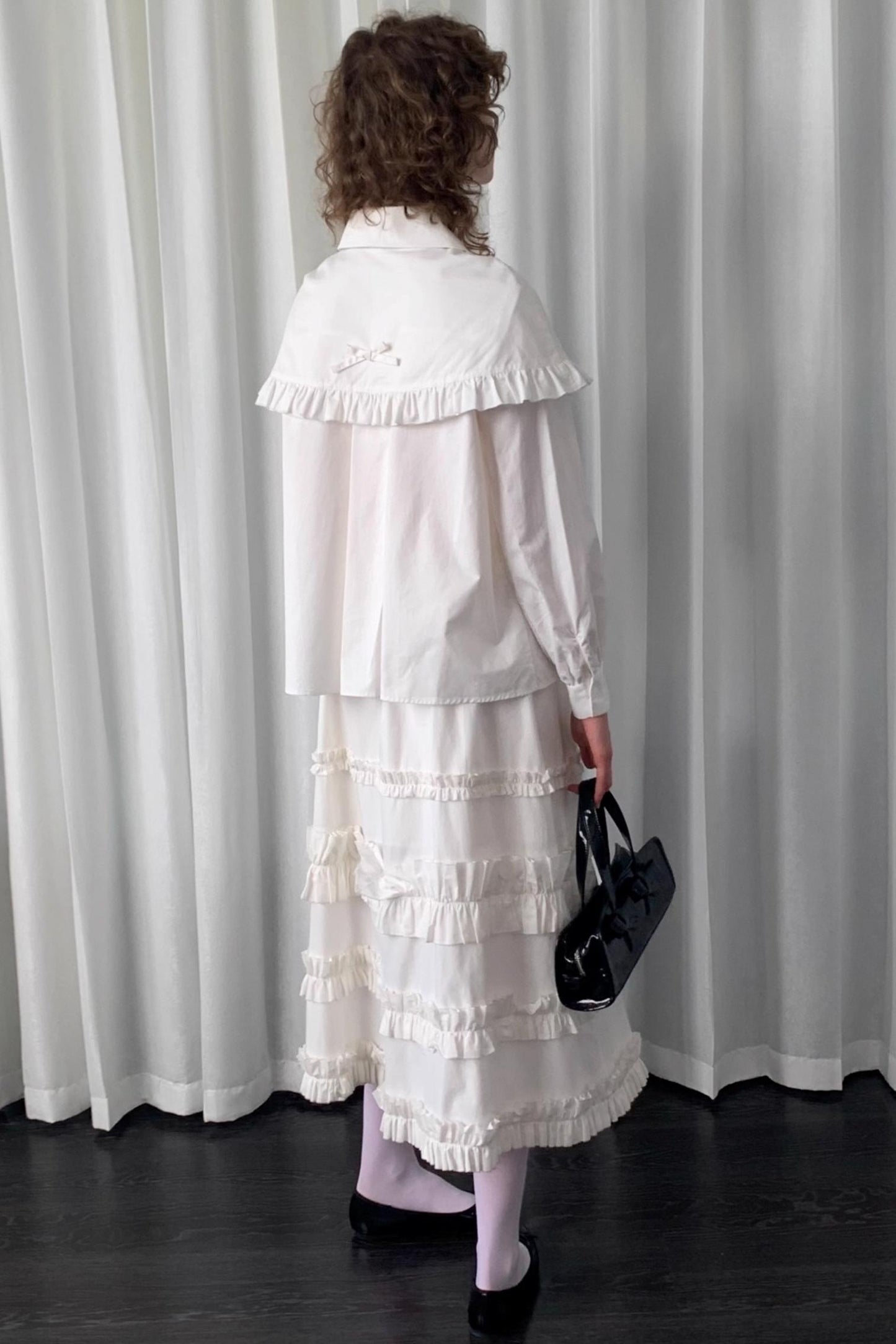 Navy Lace Doll Collar Shirt