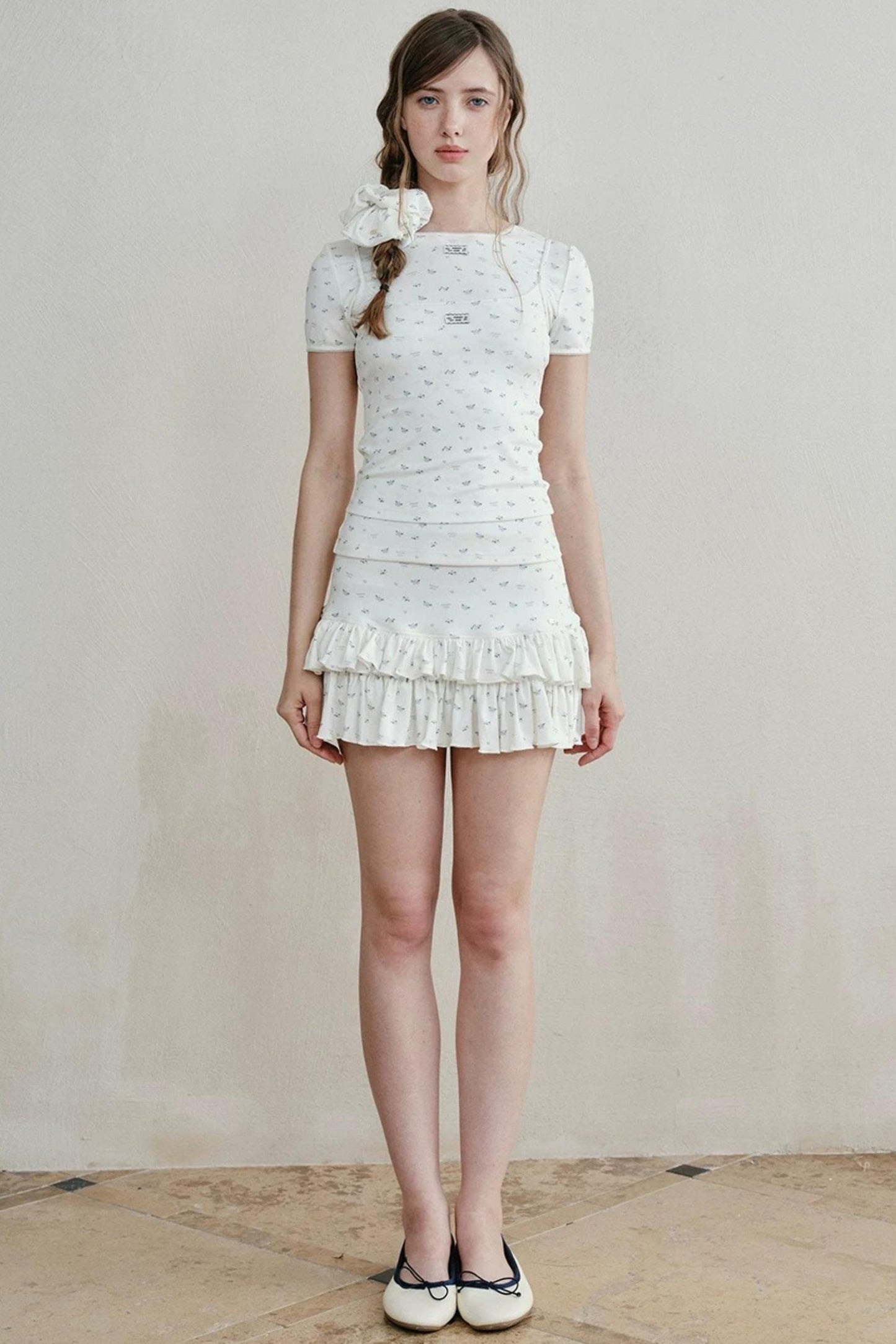 Lace-Trimmed Blueberry Two-Piece Set