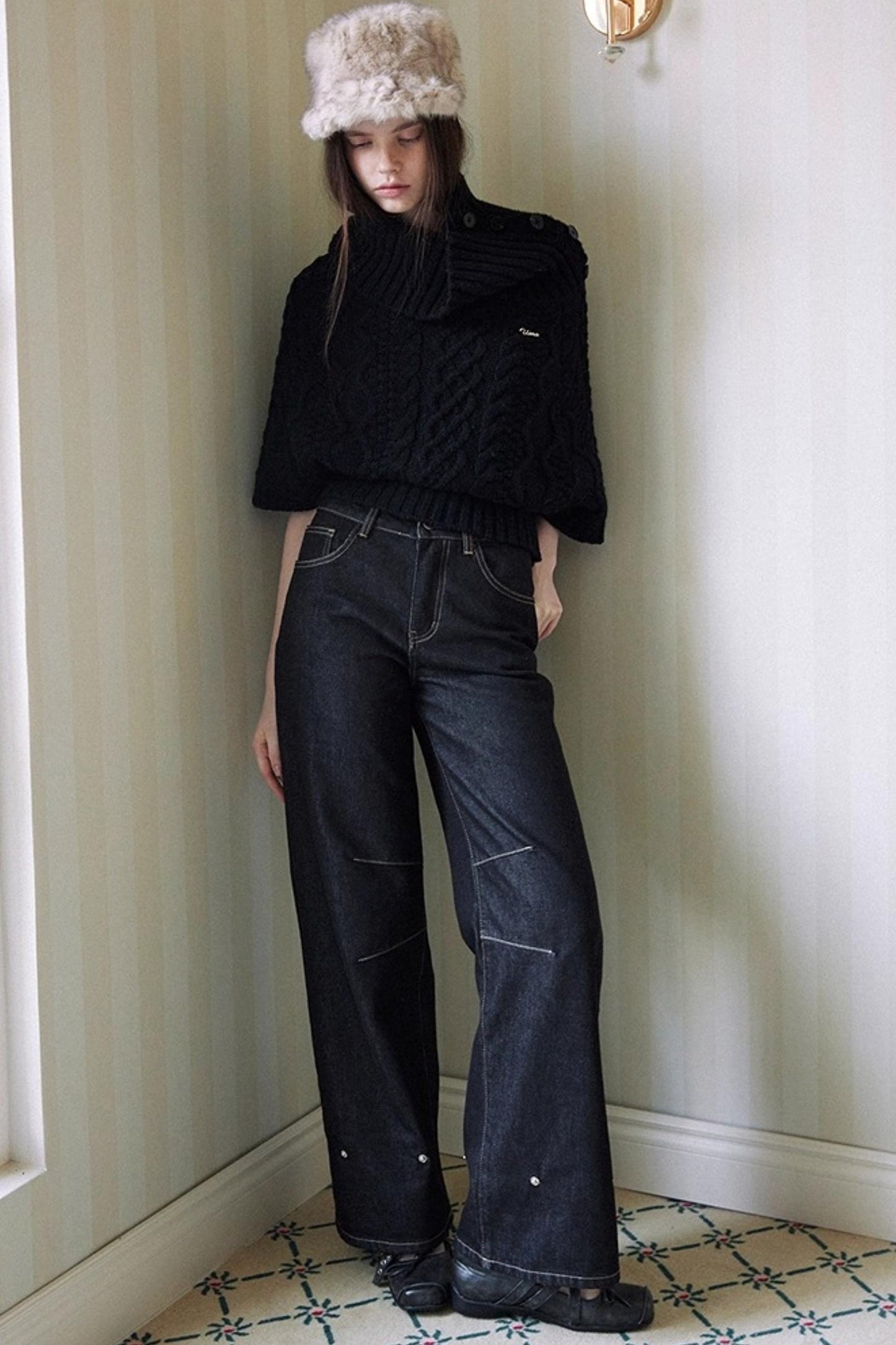 Black Eco-Friendly Frayed Hem Jeans