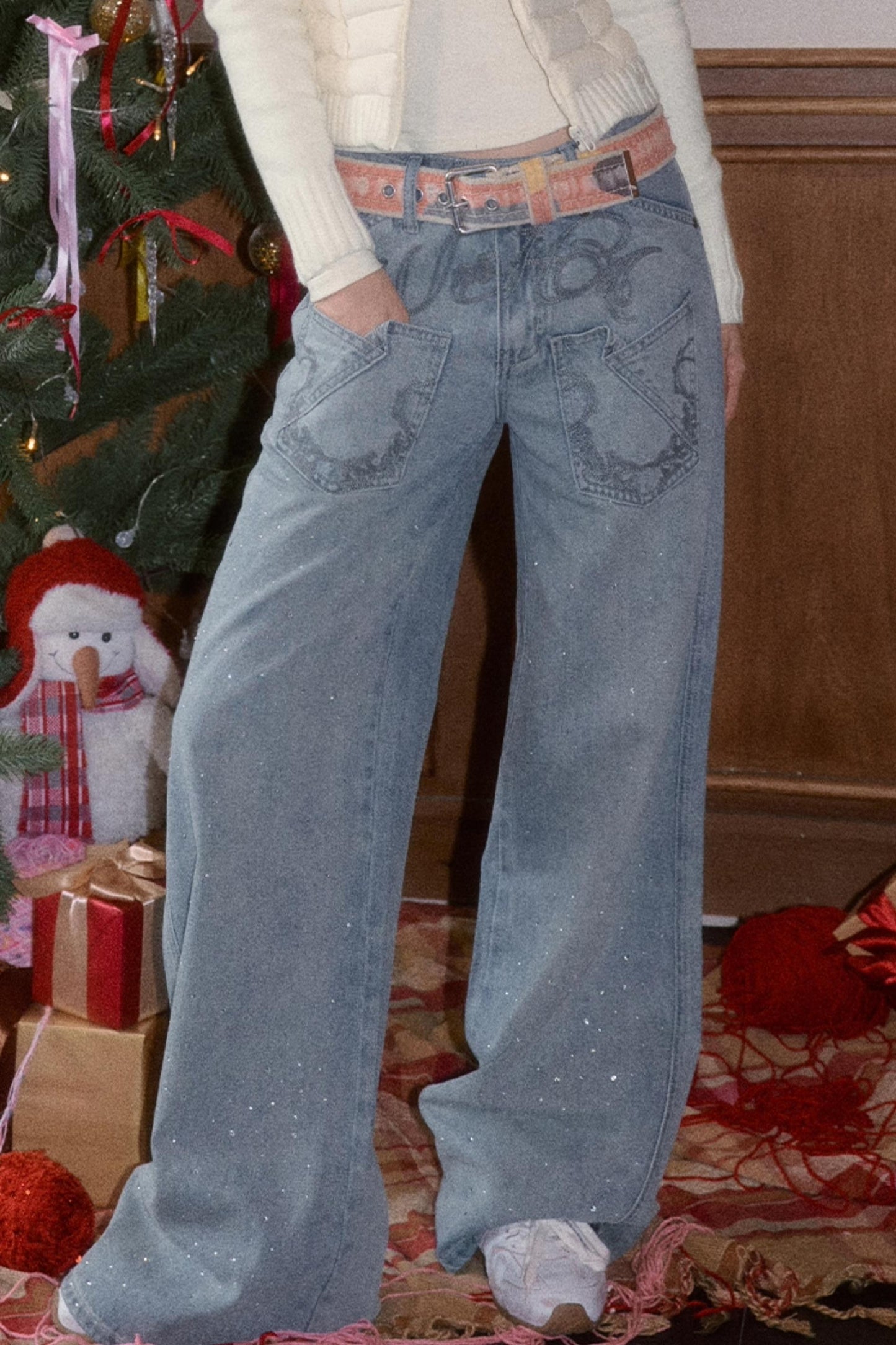 Vintage Embroidered Denim Pants