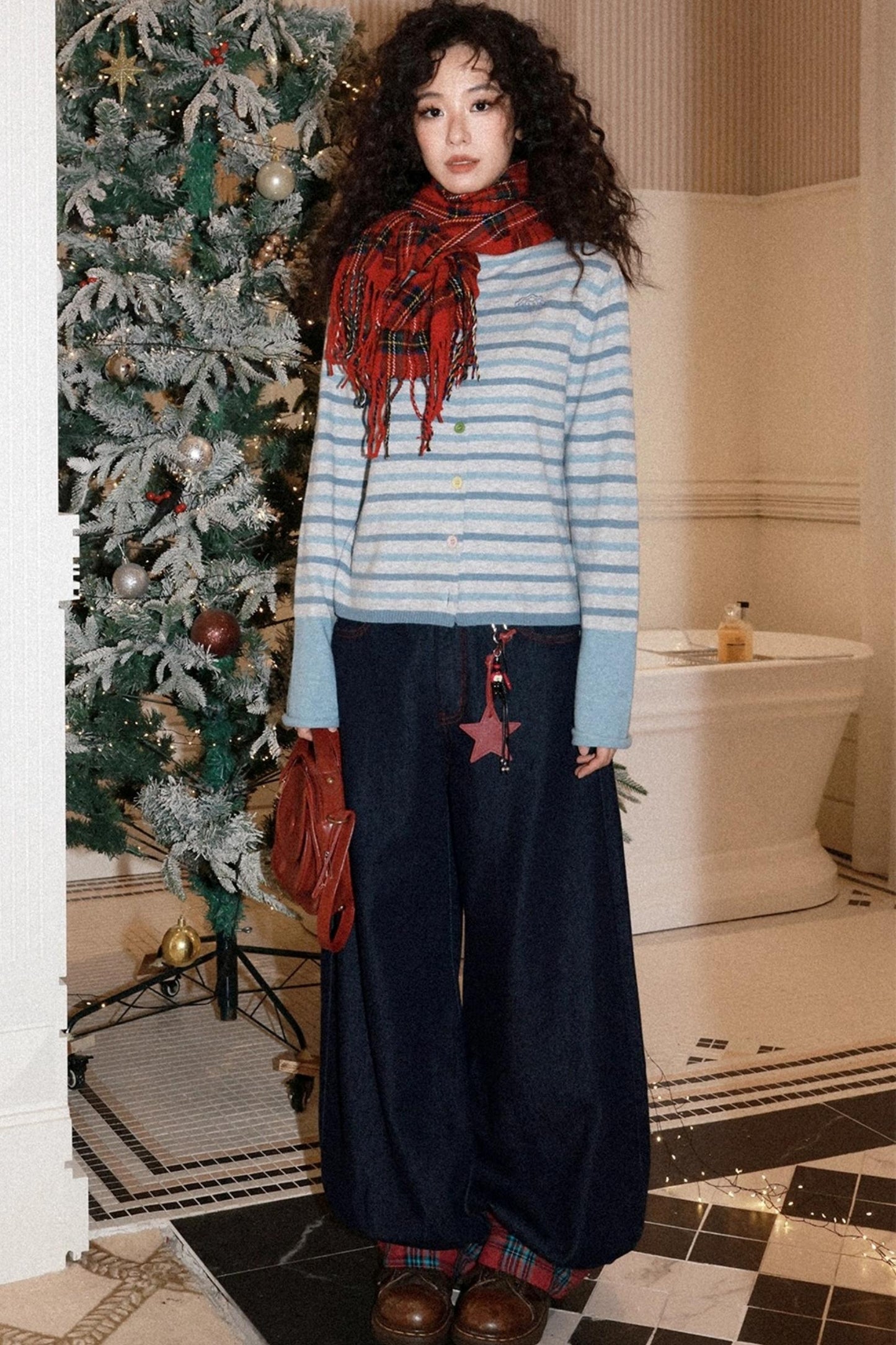 Patchwork Retro Denim Pants Set-Up