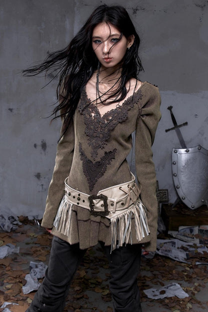 Vintage Punk Fringe Leather Belt