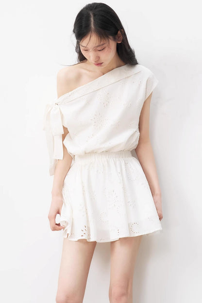 Floral Asymmetrical Shoulder Dress