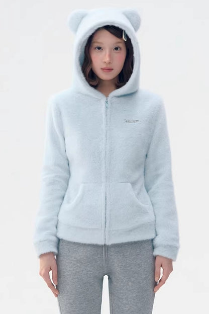 Sky Blue Teddy Bear Jacket Set-Up