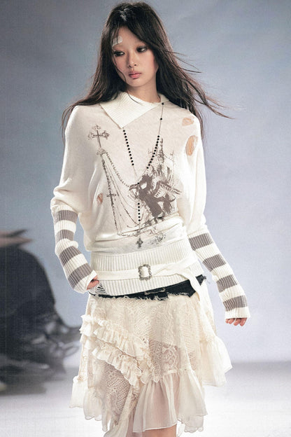 Striped Batwing Sleeve Sweater