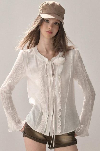 Ruffled Vintage White Shirt