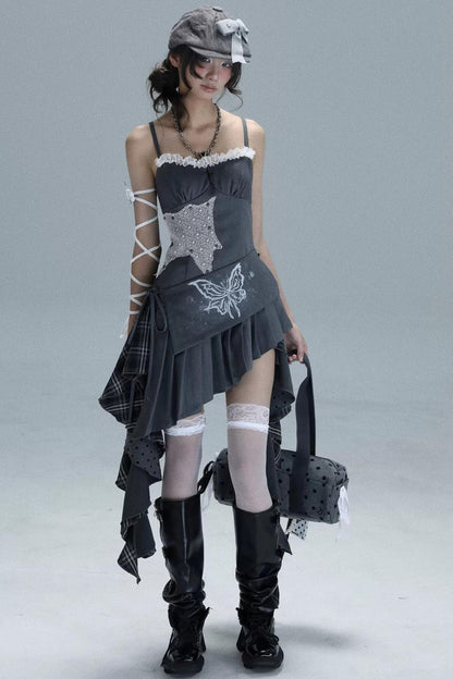 Polka Dot Plaid Patchwork Dress
