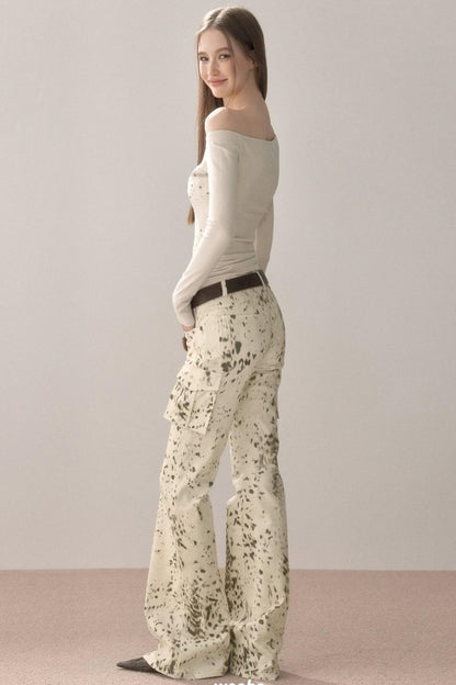Retro Splash-Ink Flared Pants