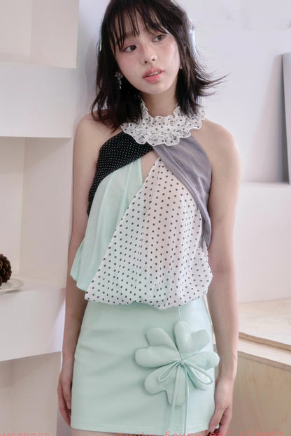 Ruffle Polka Dot Chiffon Blouse