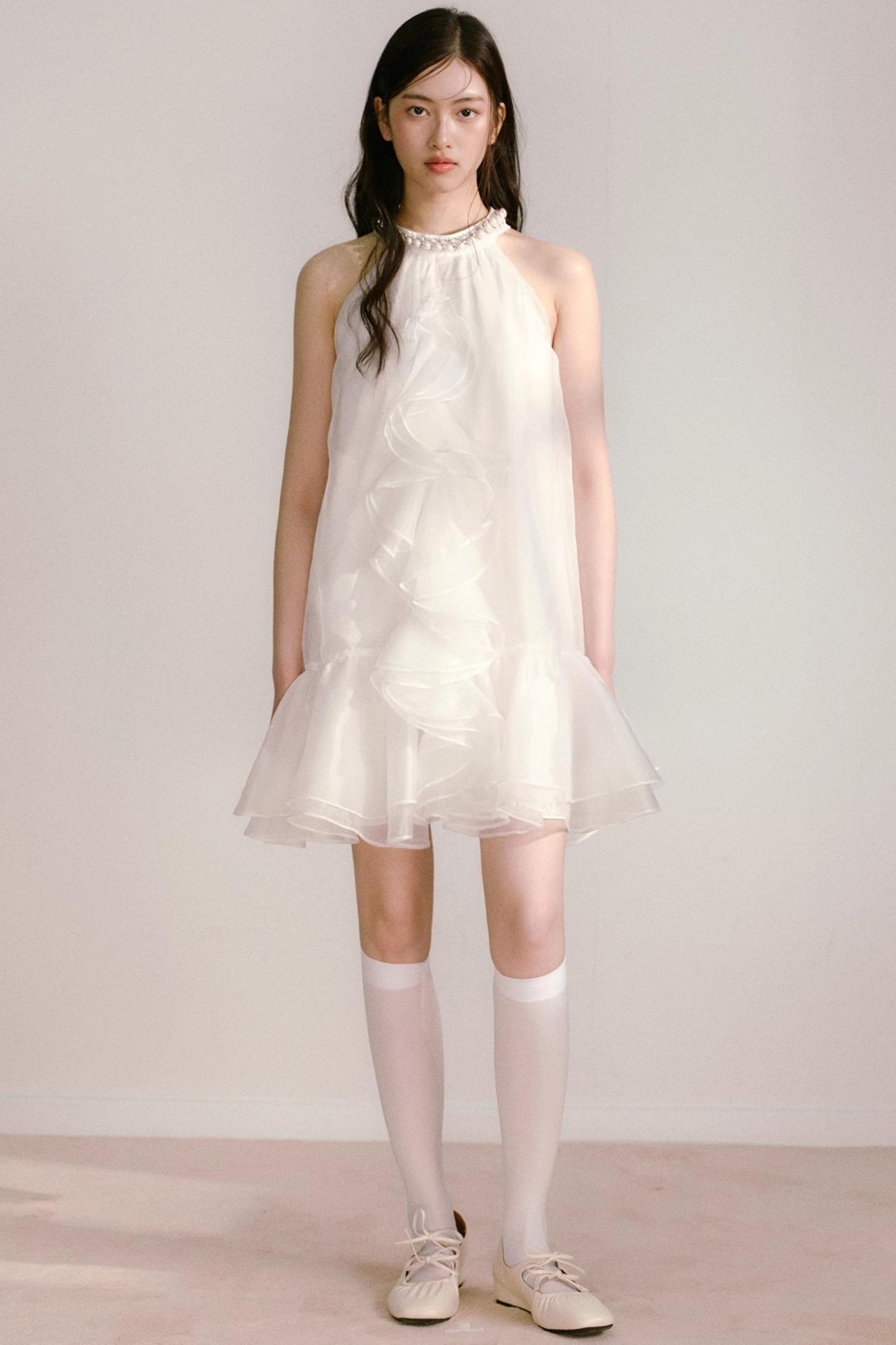 Ethereal Pearl Organza Dress
