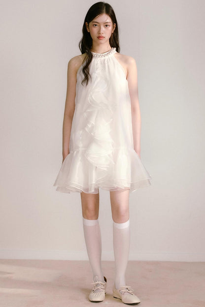 Ethereal Pearl Organza Dress