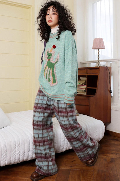 Velvet Woolen Retro Pants