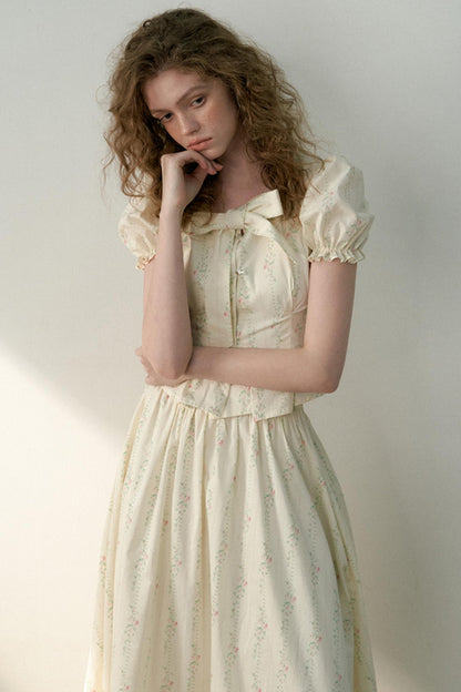 Floral Tie Bubble Sleeve Set-Up