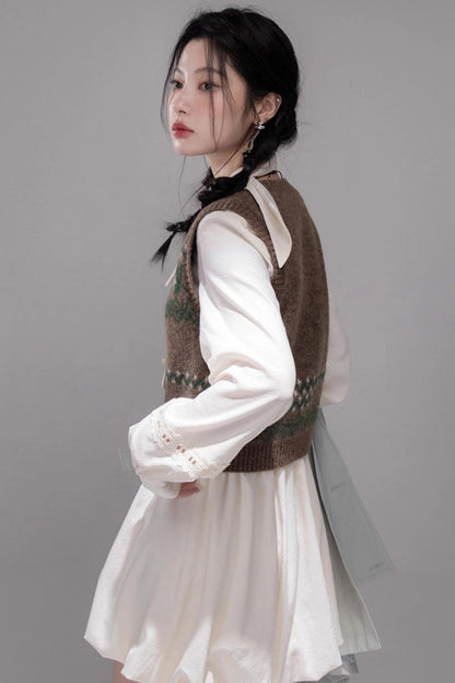 Contrasting Diamond Plaid Vest