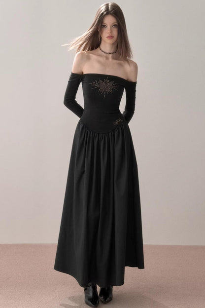 One-Shoulder Rhinestone Dress