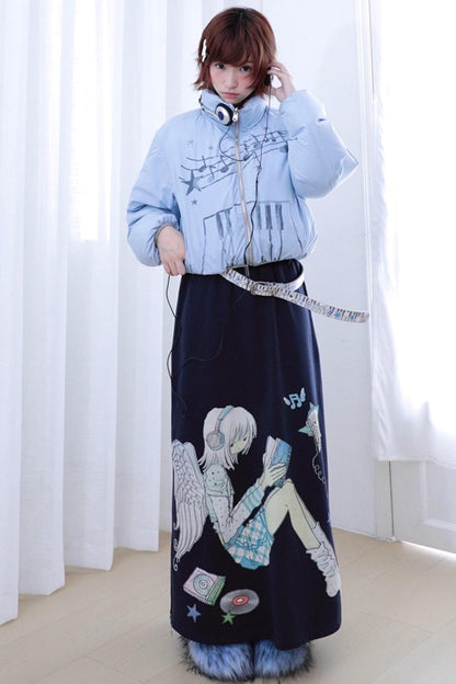 Dreamcore Blue Gray Reversible Padded Jacket