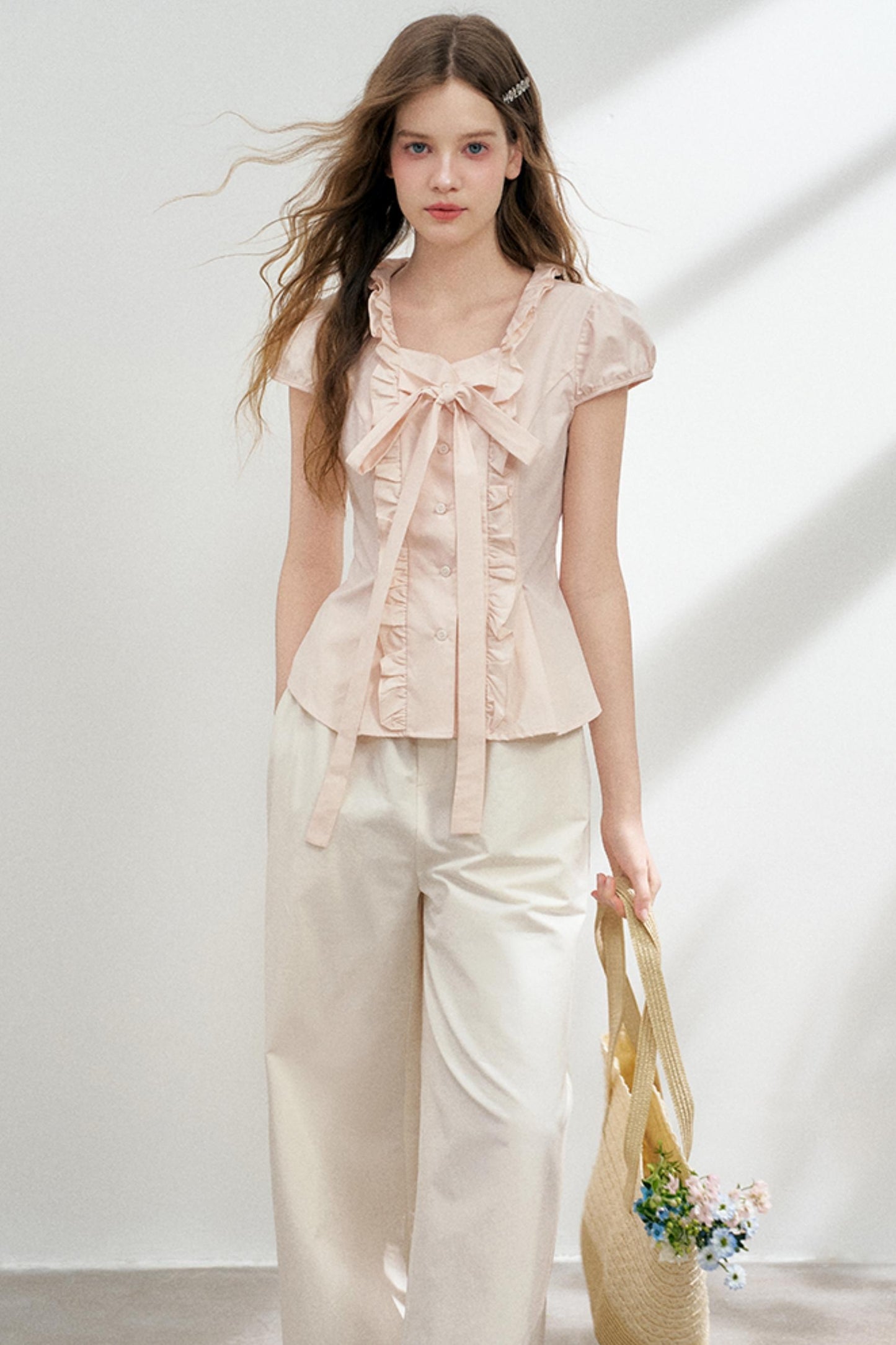 Pink Pleated Blouse