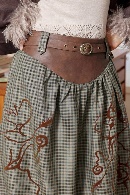 Flower Bud Flock Print Skirt