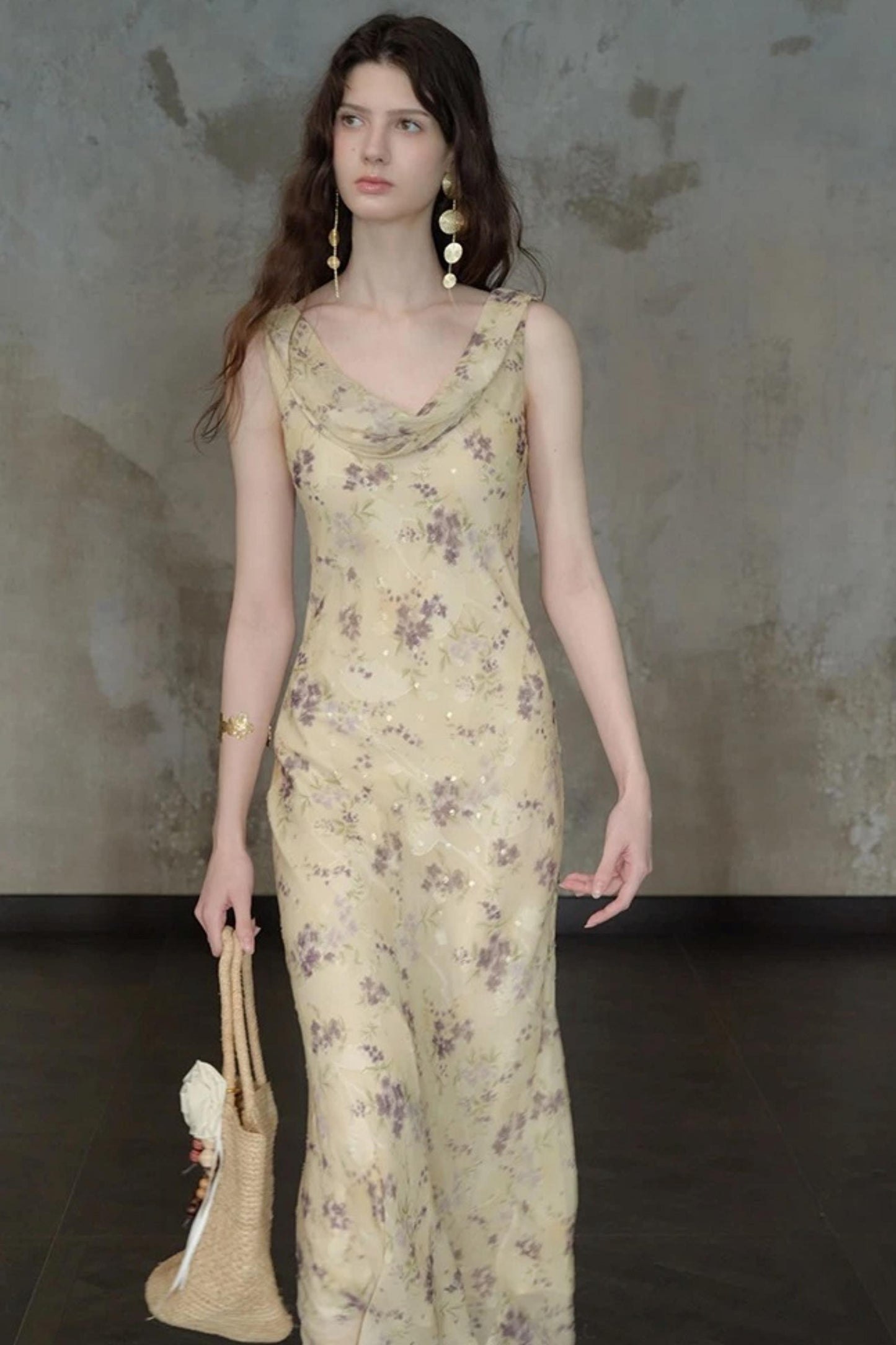 Burnt Floral Jacquard Dress