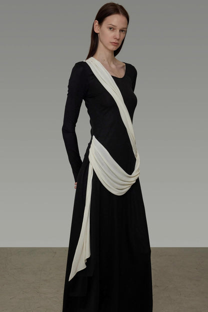 Autumn Contrast Long Dress