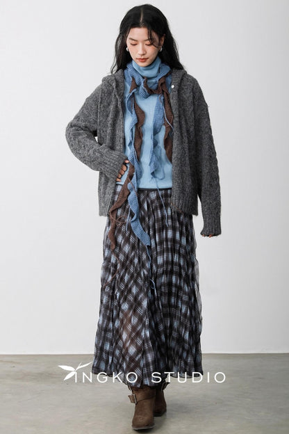 Blue Plaid Gauze Skirt