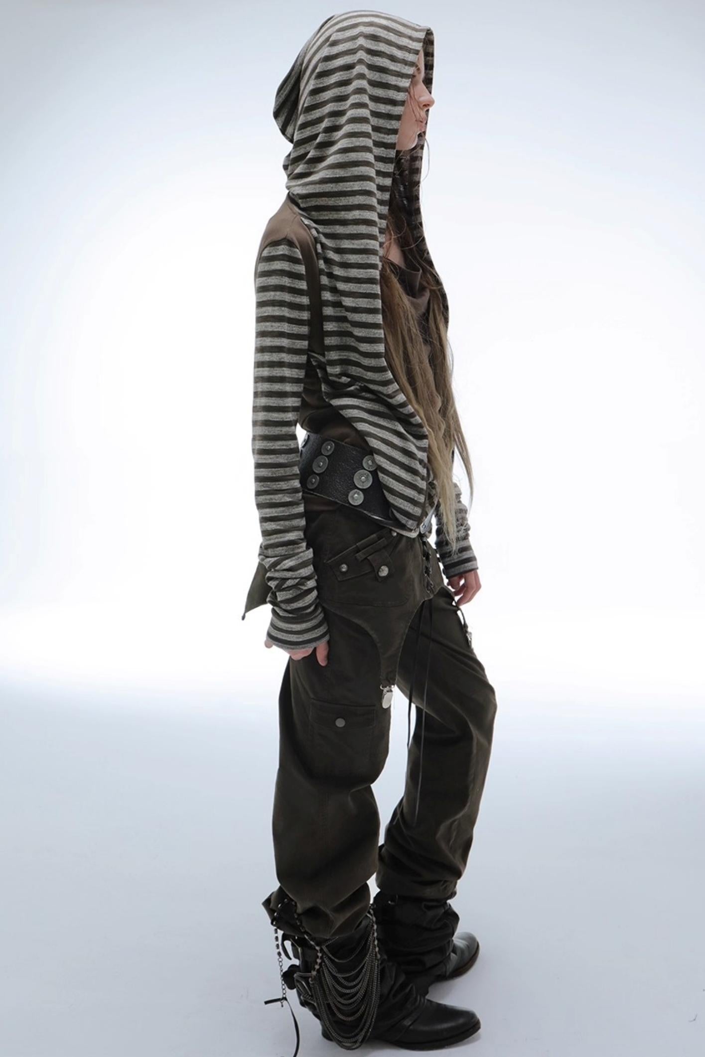 Long Sleeve Patchwork Zip Hooded Jacket