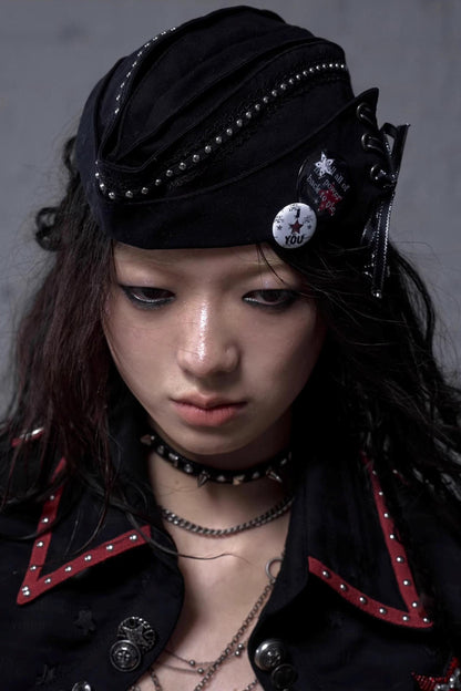 White-Black Sailor Hat