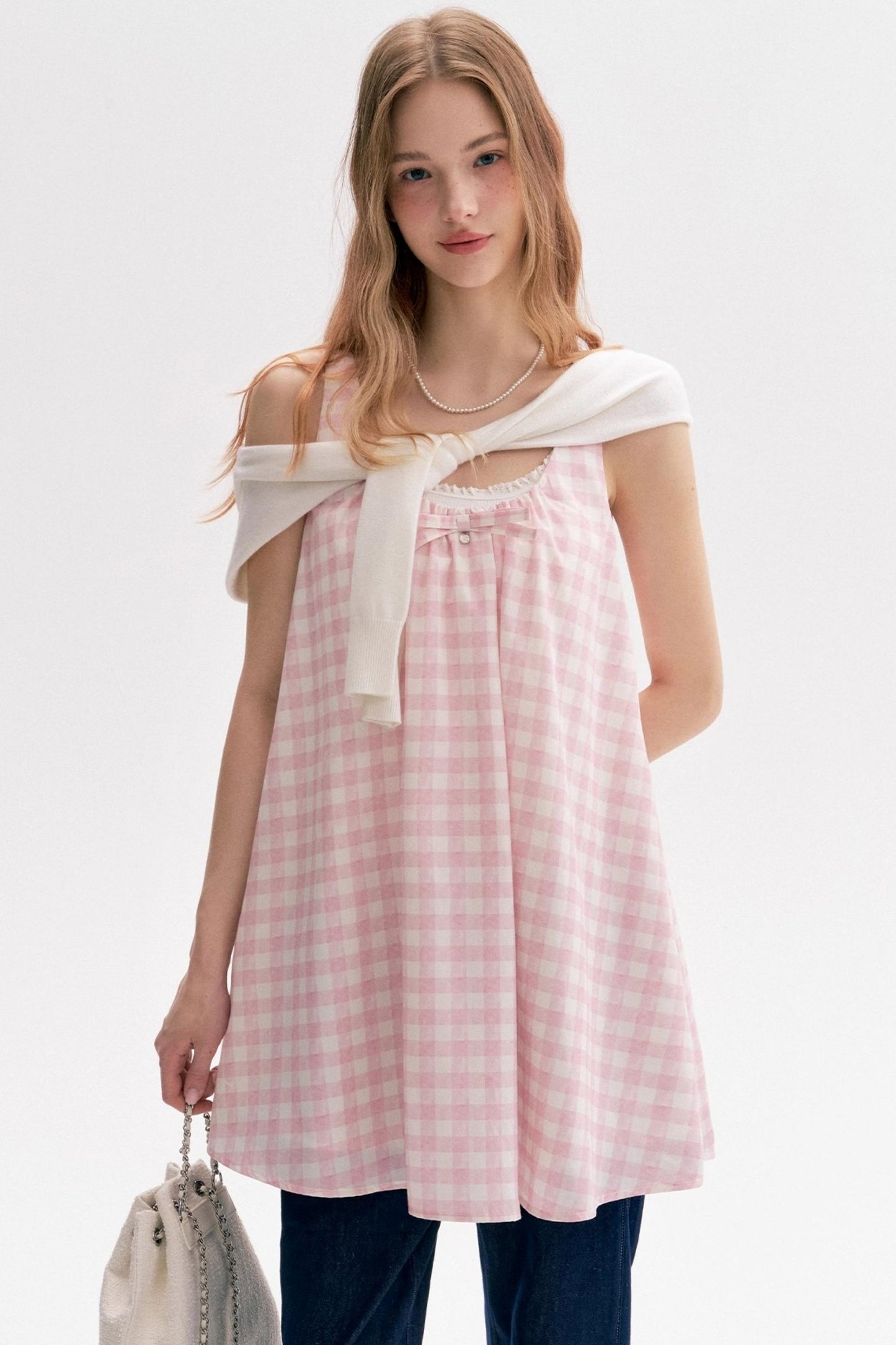 Custom Pink Plaid Pleated Short Dress
