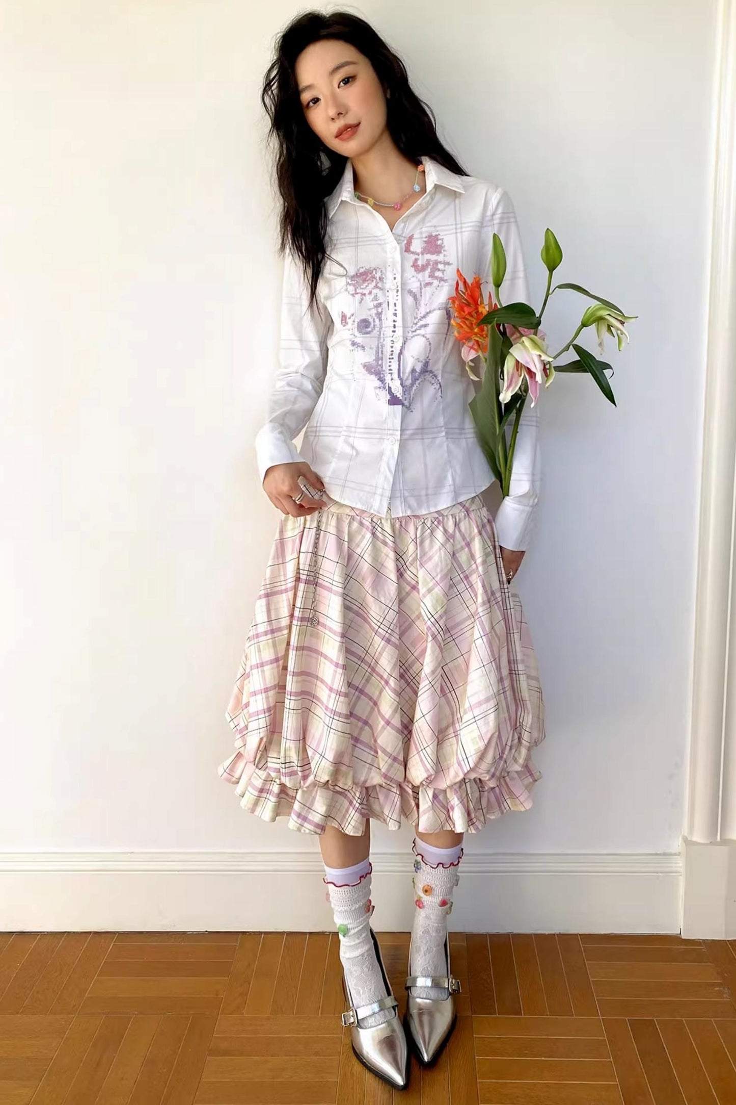 Pink Flower Bud Skirt