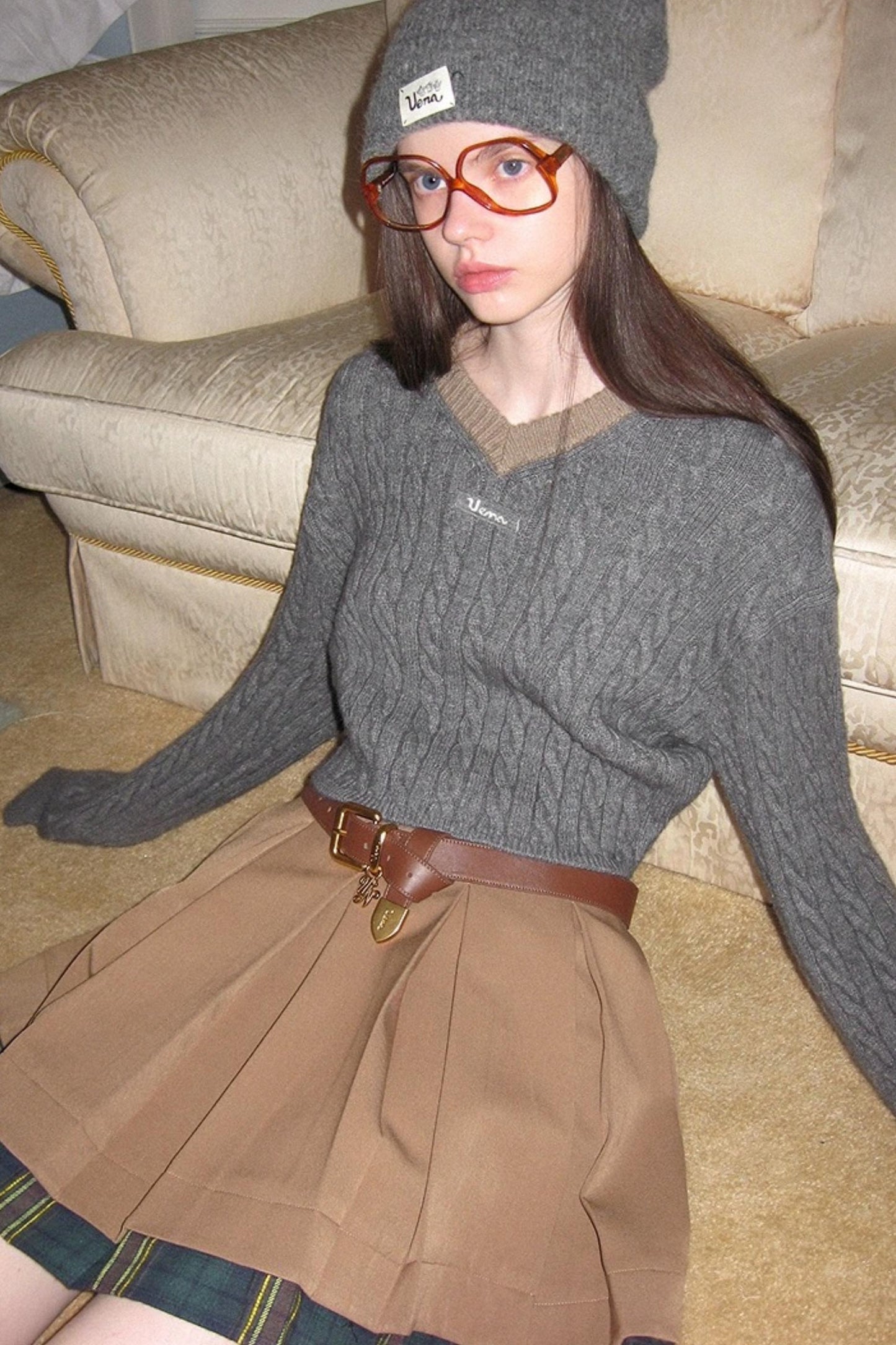 Retro Color-Blocked Knit Sweater