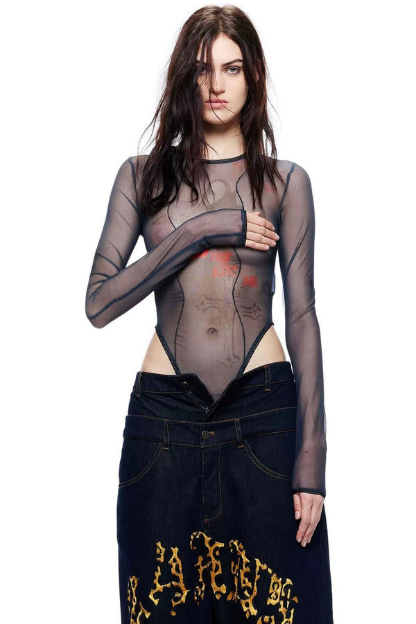 Light Base Layer Punk Print Top