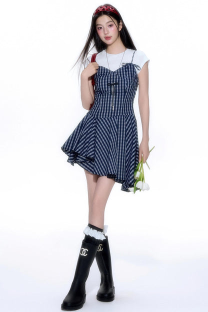 Sweet Plaid Halter Dress