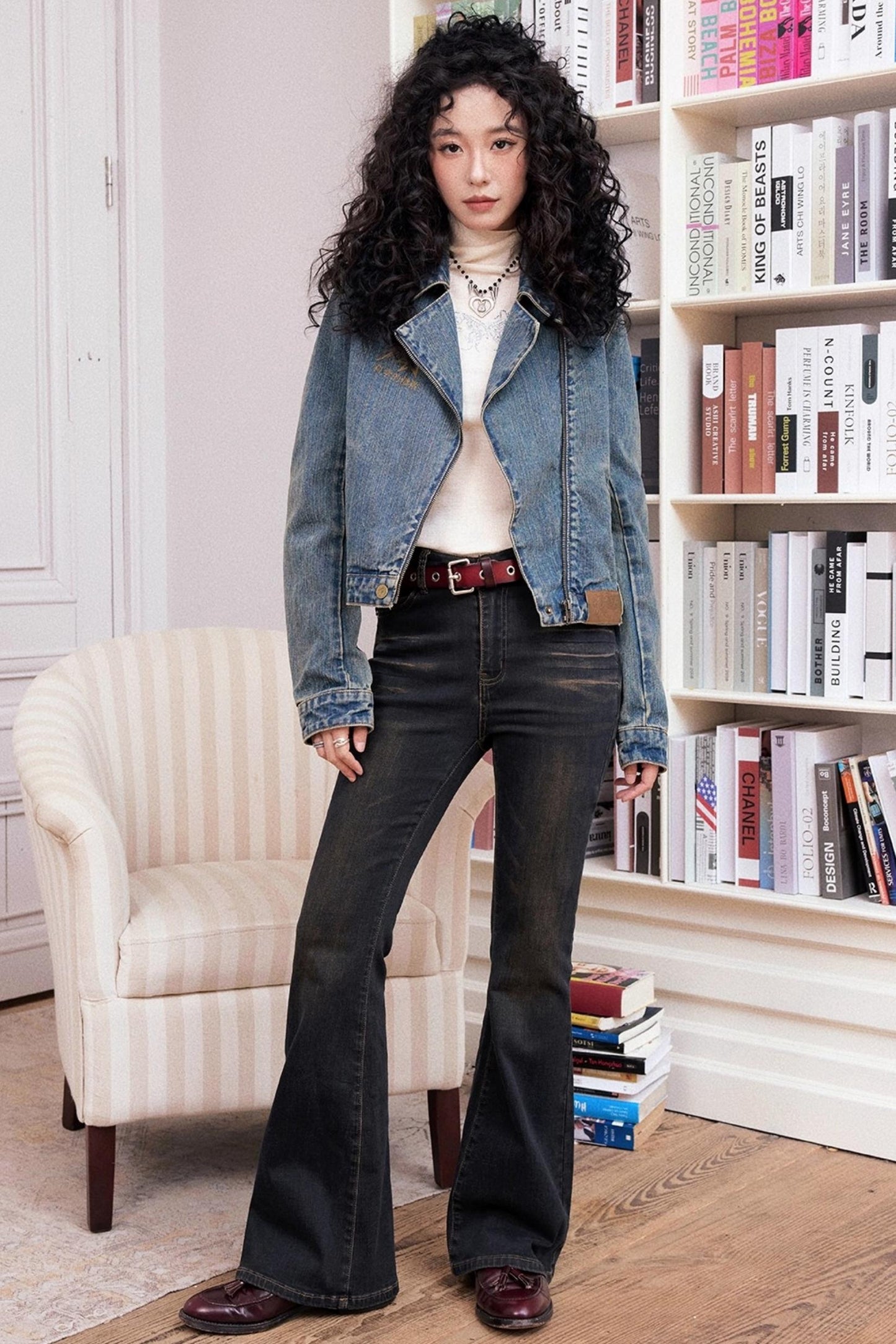 Autumn Retro Slim Denim Trousers