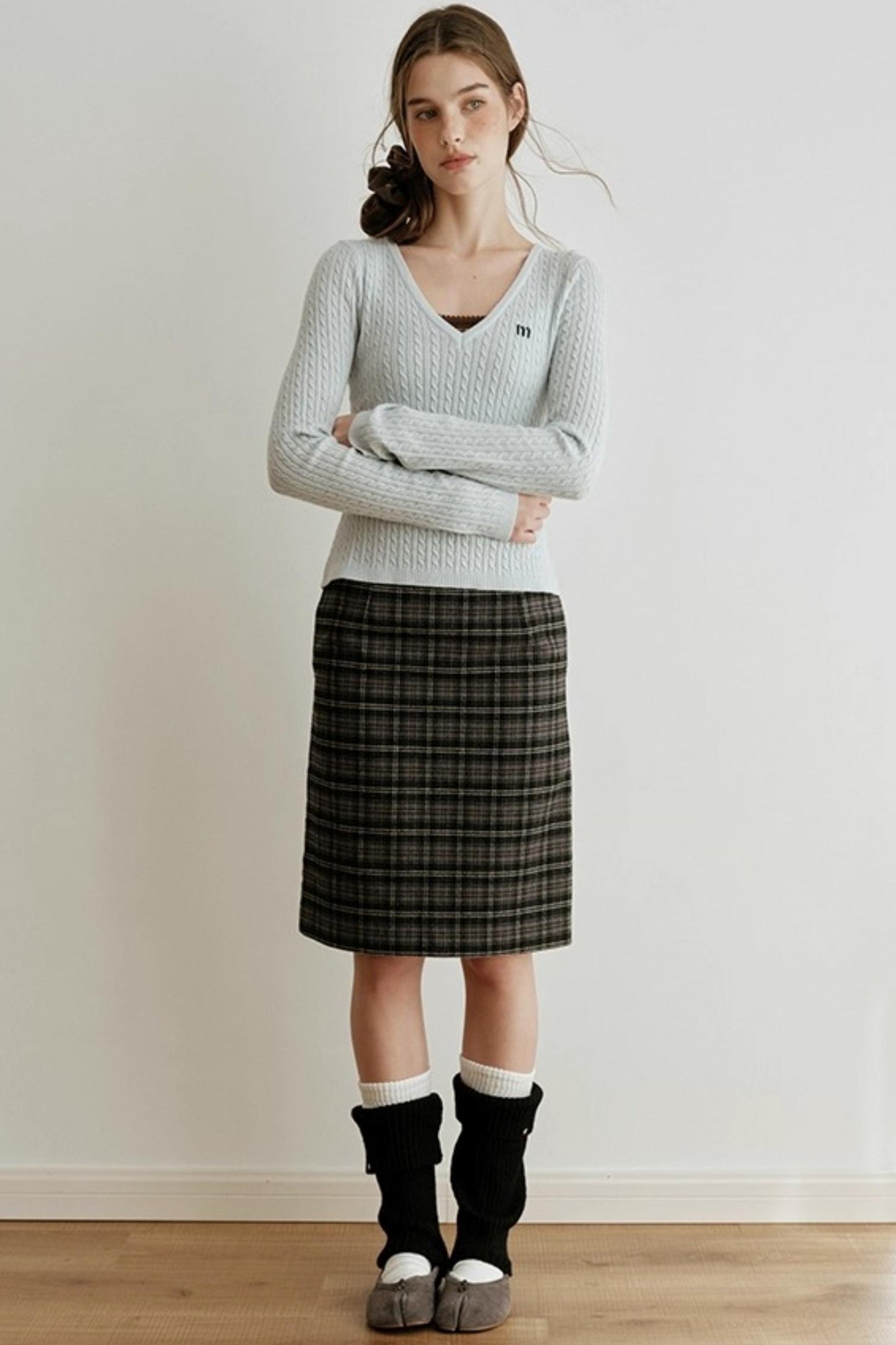 Retro Bias-Cut Plaid Skirt